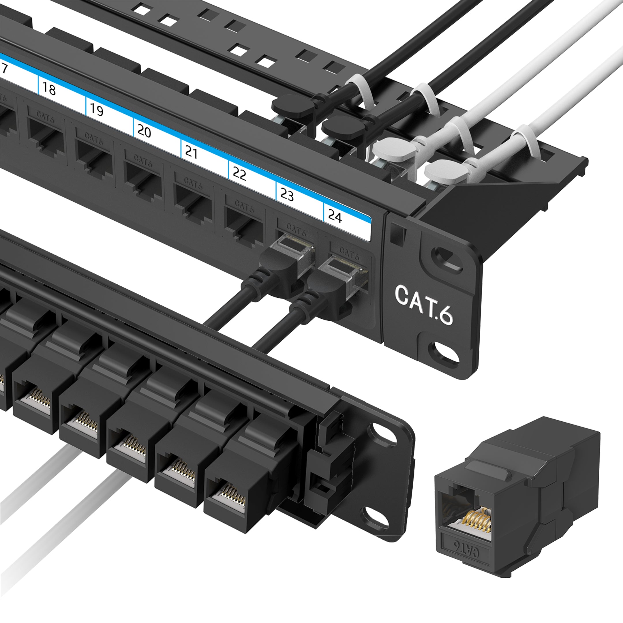 24 Port Patch Panel Rackmount or Wall Mount 19-Inch [UL Listed], 1U Ca ...