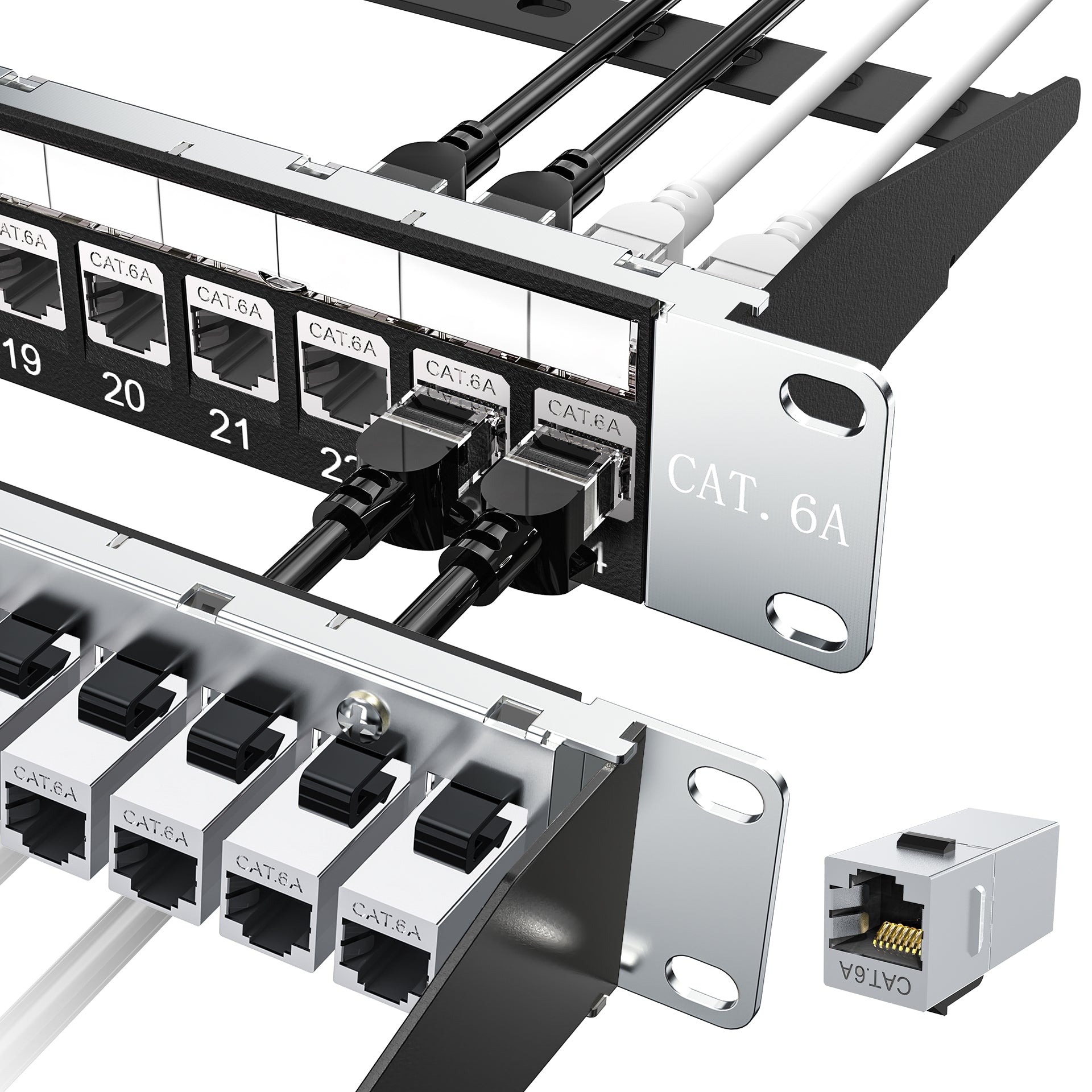 24 Port Shielded Patch Panel Rack or Wall Mount 19-Inch [UL Listed], 1 ...