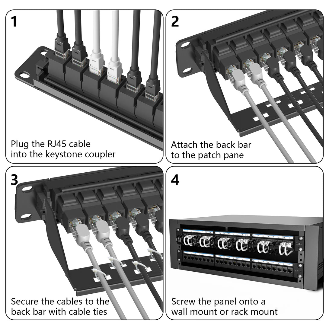 24 Port Patch Panel Rackmount or Wall Mount 19-Inch [UL Listed], 1U Ca ...