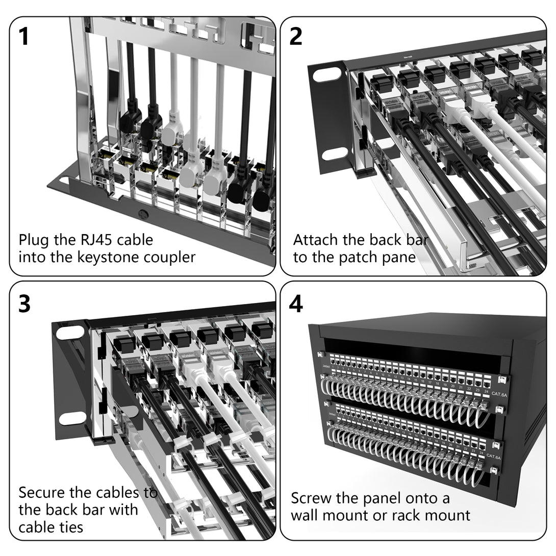 48 Port Shielded Patch Panel Rack or Wall Mount 19-Inch [UL Listed], 2 ...