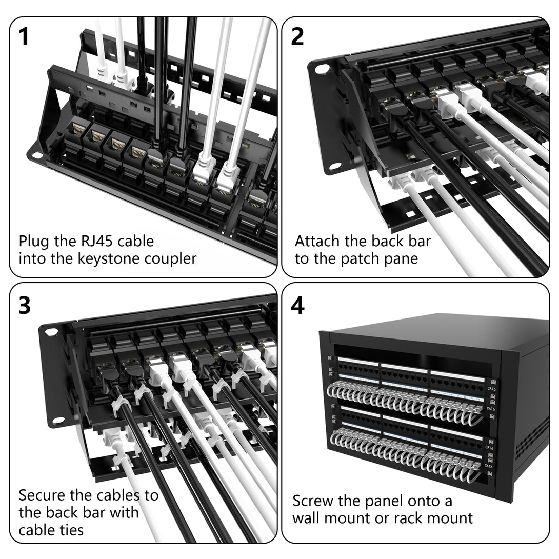 48 Port Patch Panel Rackmount or Wall Mount 19-Inch [UL Listed], 2U Ca ...
